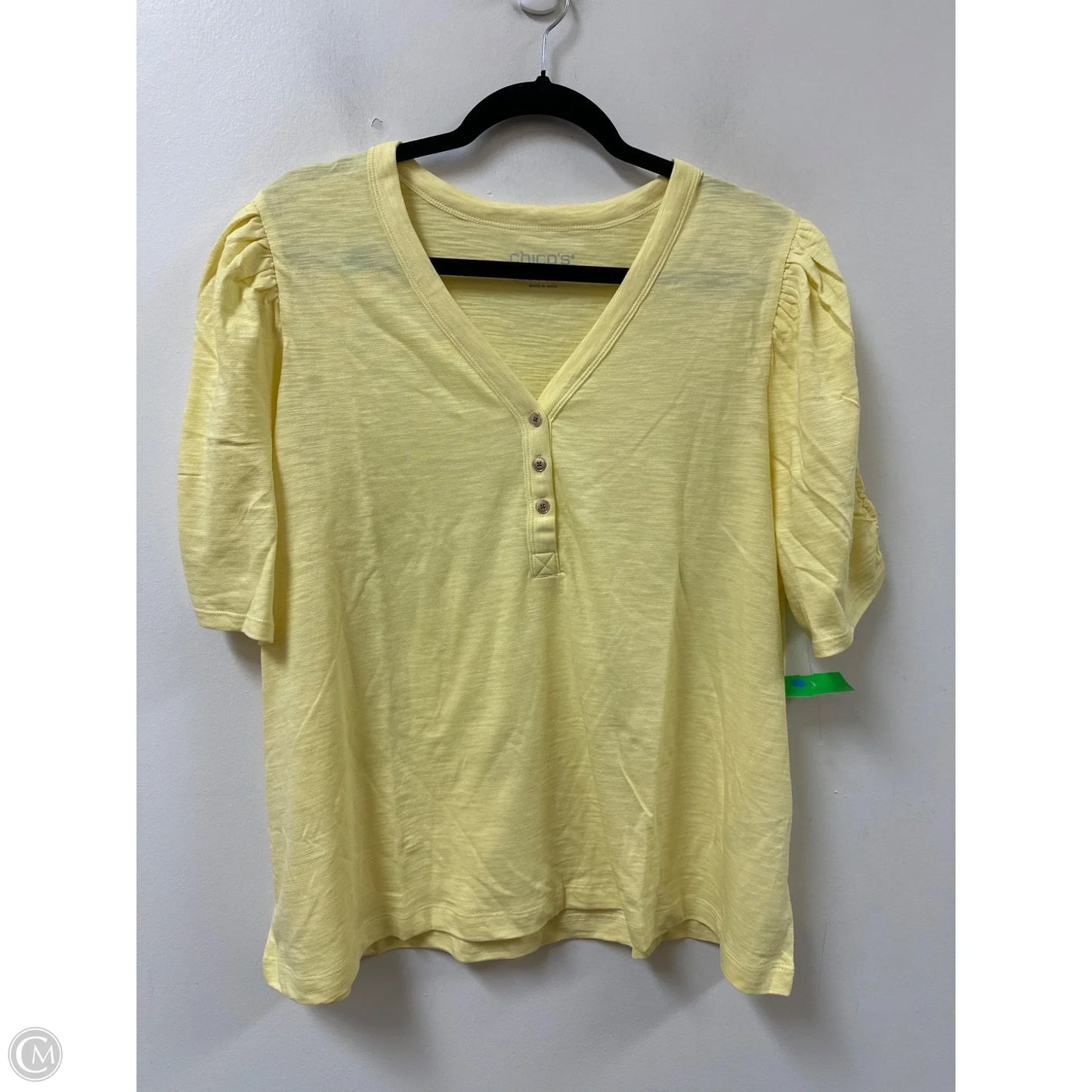 Top Short Sleeve By Chicos In Yellow, Size: 2x