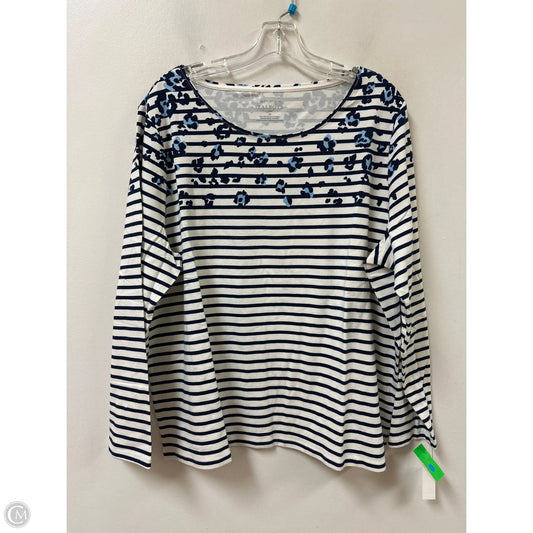 Top Long Sleeve By Talbots In Blue & White, Size: 3x
