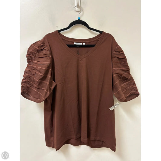 Top Short Sleeve By Chicos In Brown, Size: 2x