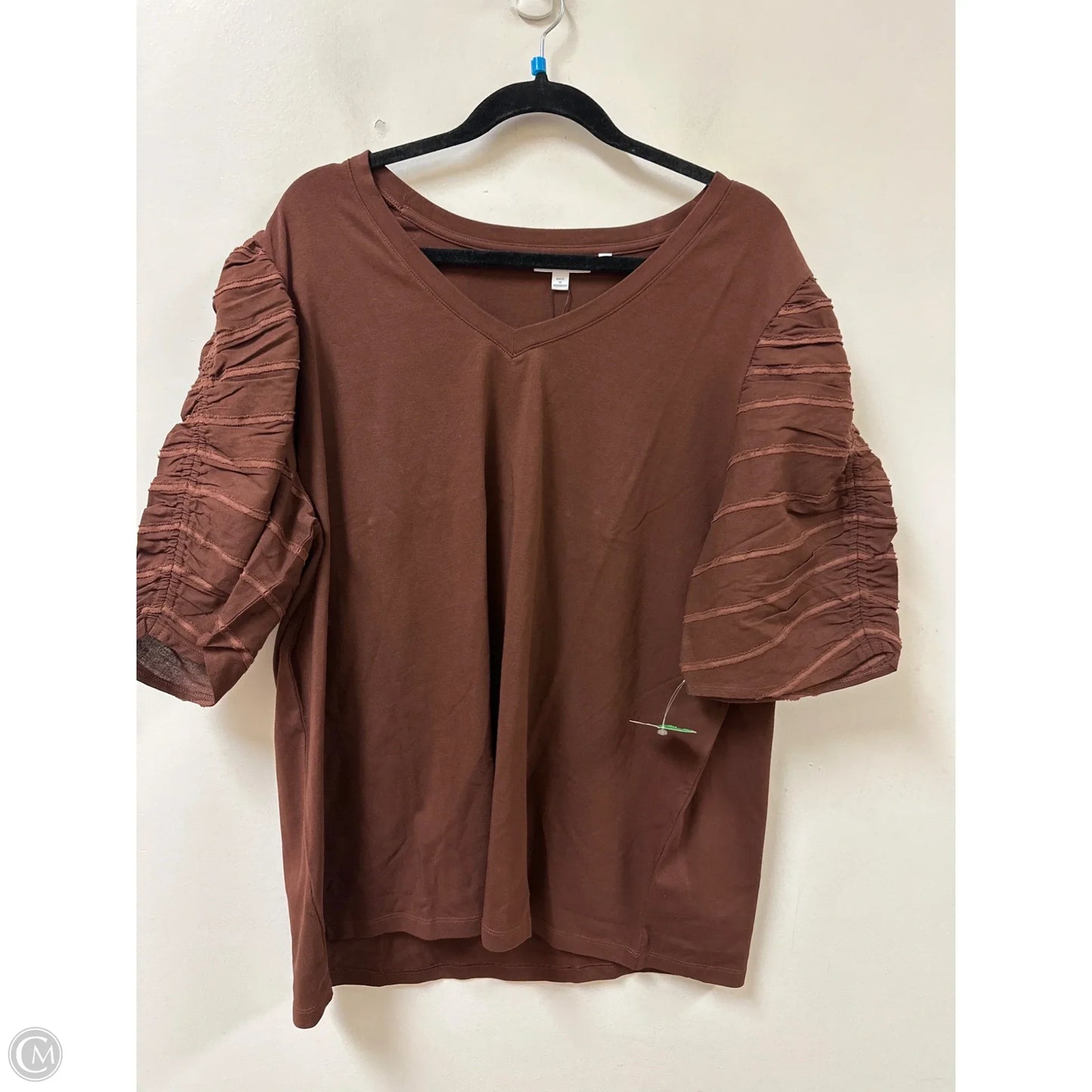 Top Short Sleeve By Chicos In Brown, Size: 2x