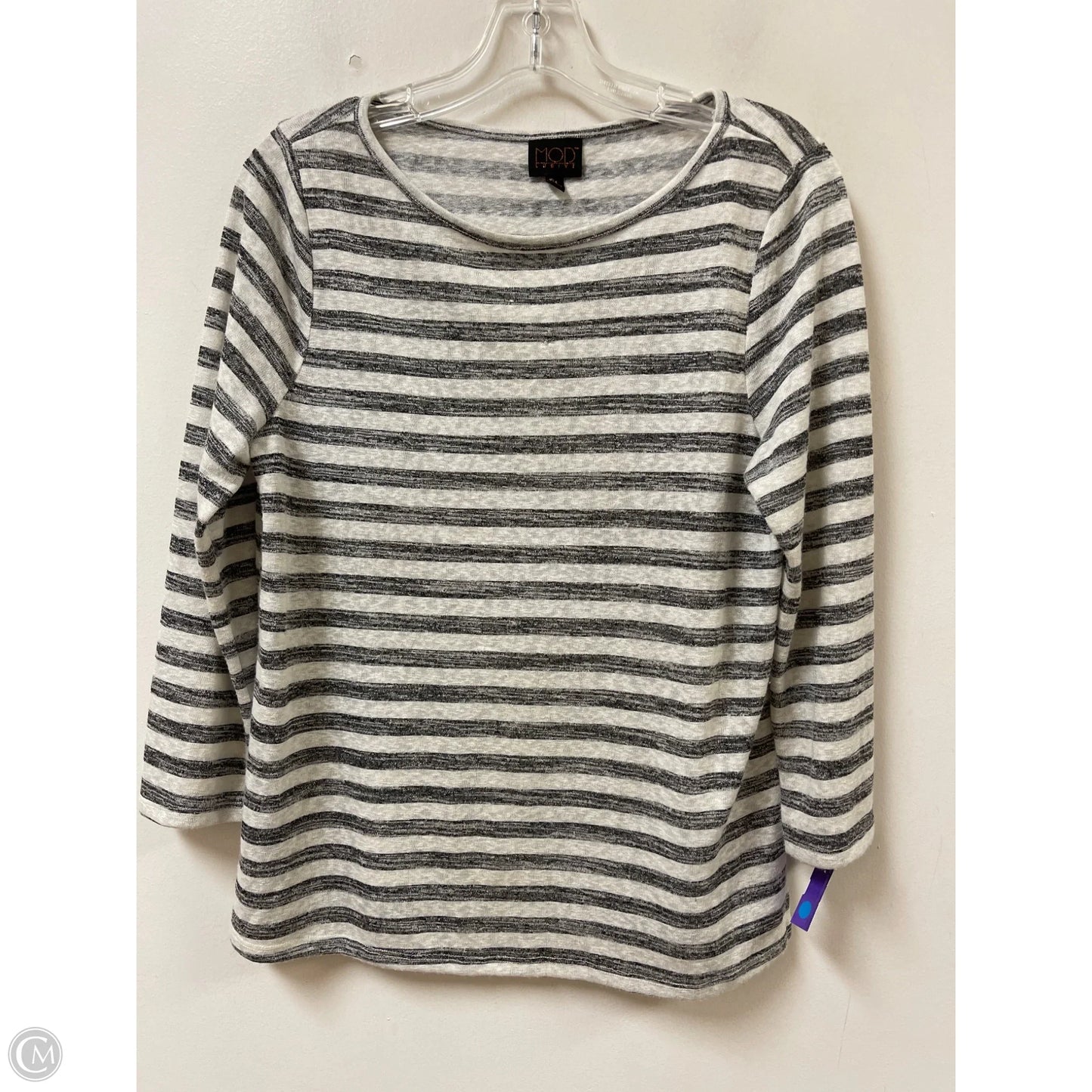 Top Long Sleeve By Mod In Striped Pattern, Size: M