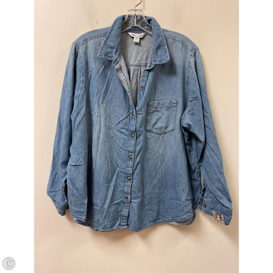Blouse Long Sleeve By Old Navy In Blue Denim, Size: 2x