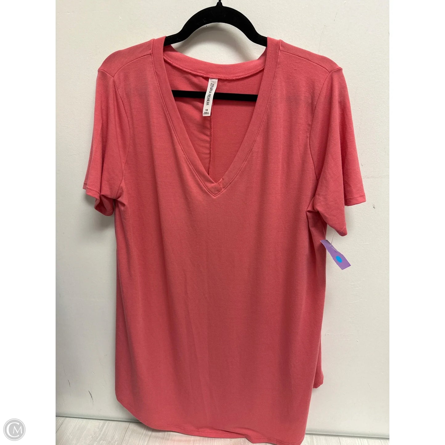 Top Short Sleeve By Zenana In Pink, Size: 1x