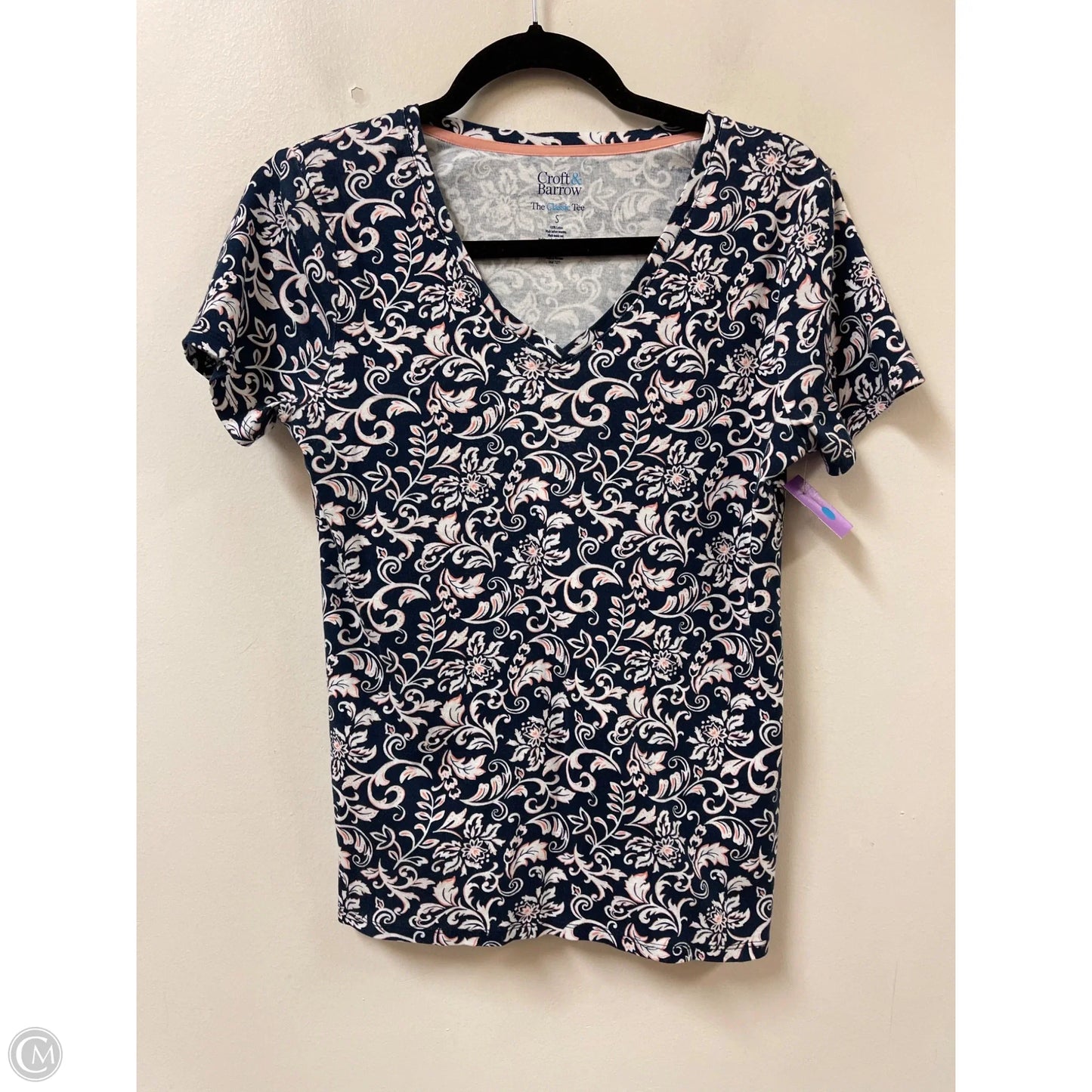 Top Short Sleeve By Croft And Barrow In Navy, Size: S