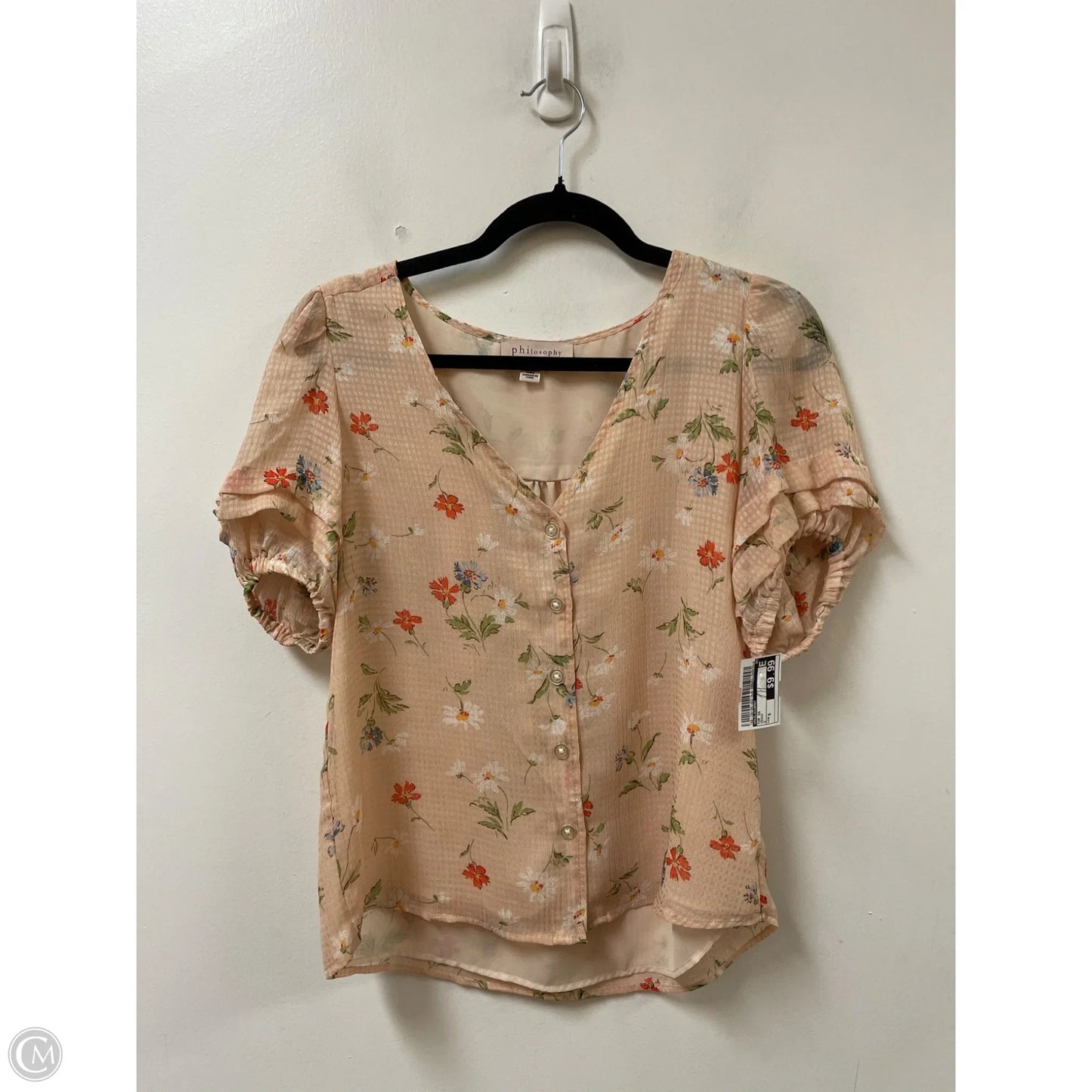 Top Short Sleeve By Philosophy In Peach, Size: S