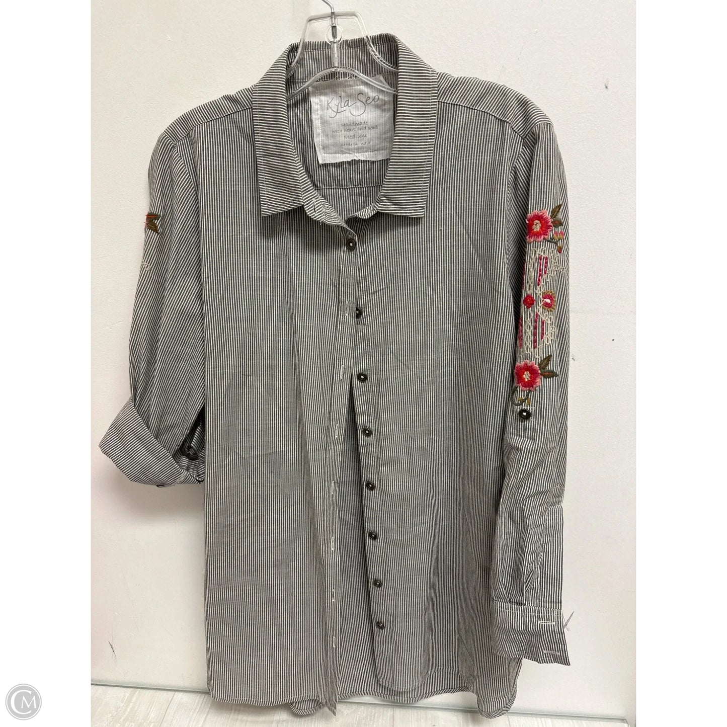Tunic Long Sleeve By Clothes Mentor In Striped Pattern, Size: M