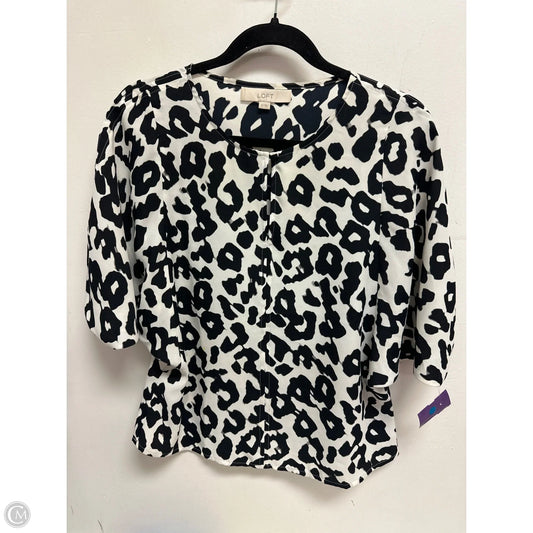 Top Short Sleeve By Loft In Black & White, Size: Xs