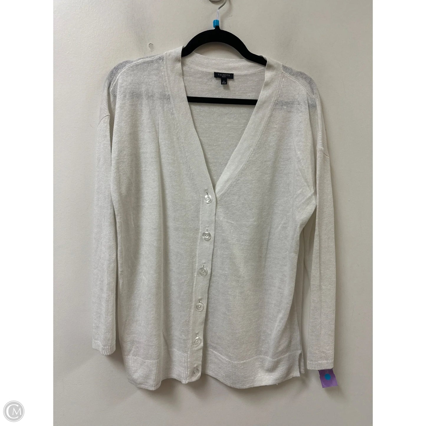 Sweater Cardigan By Talbots In White, Size: Lp