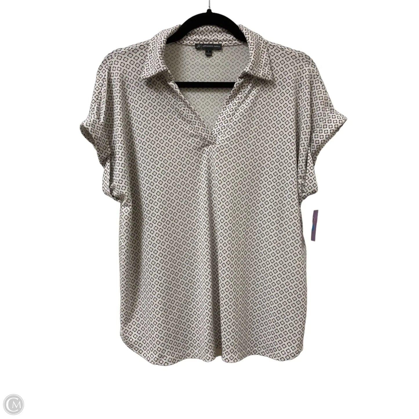 Top Short Sleeve By Adrianna Papell In White, Size: S