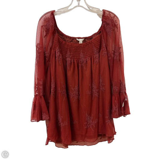 Top Long Sleeve By Cato In Red, Size: Xl