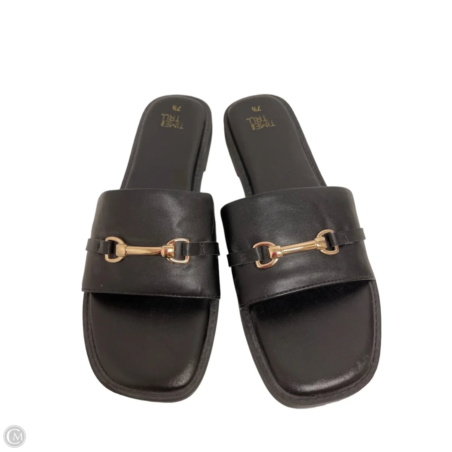 Sandals Flats By Time And Tru In Black, Size: 7.5