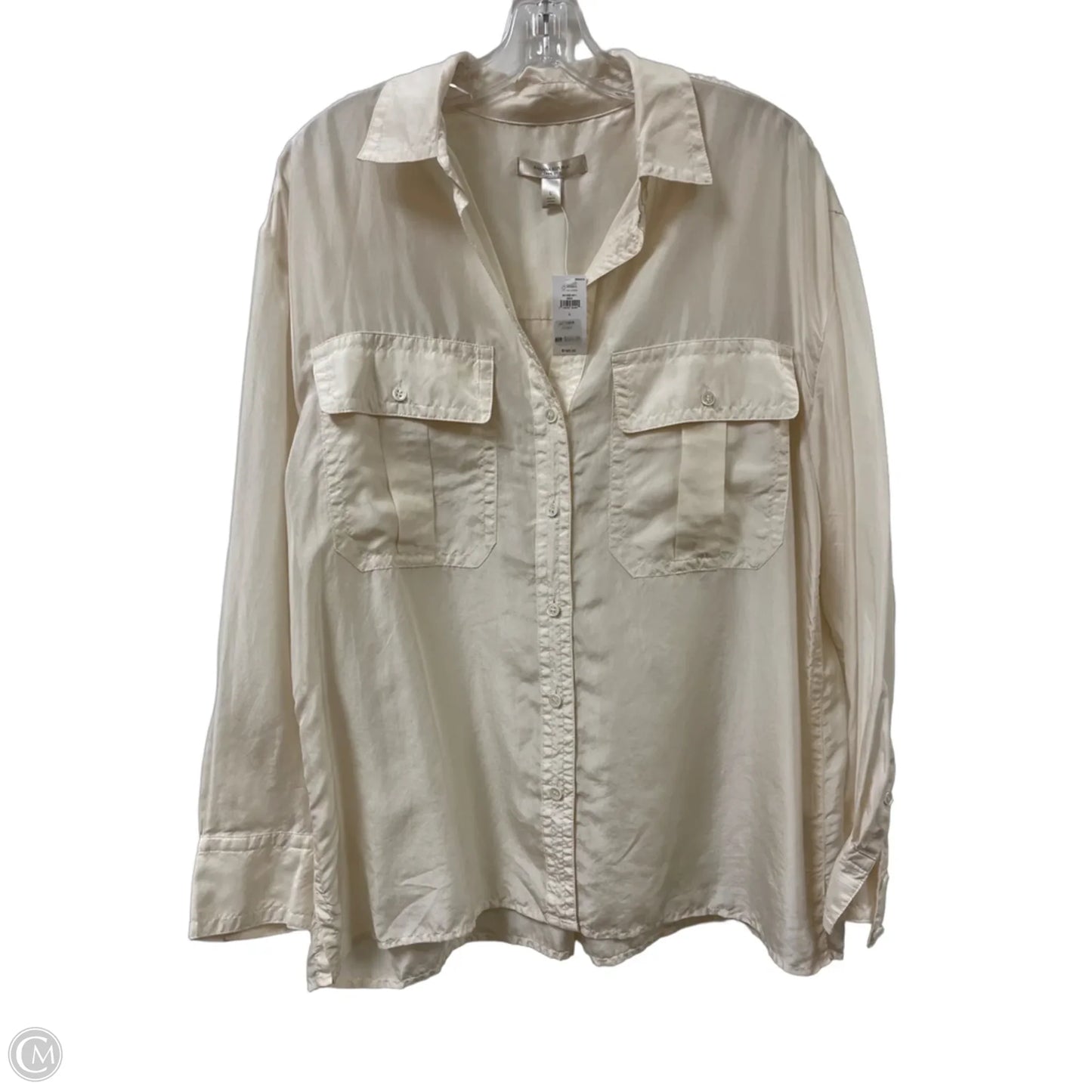 Blouse Long Sleeve By Banana Republic In Cream, Size: L
