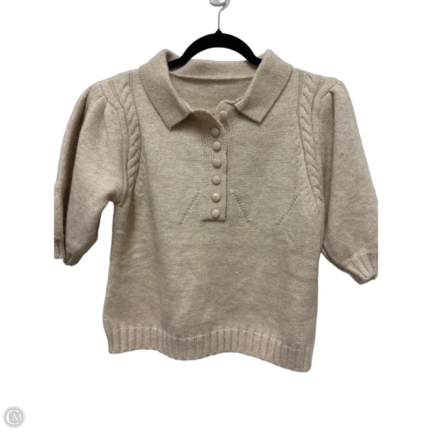 Sweater Short Sleeve By Clothes Mentor In Tan, Size: M