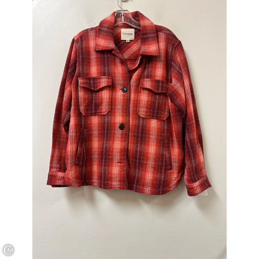 Jacket Shirt By Lucky Brand In Orange, Size: M