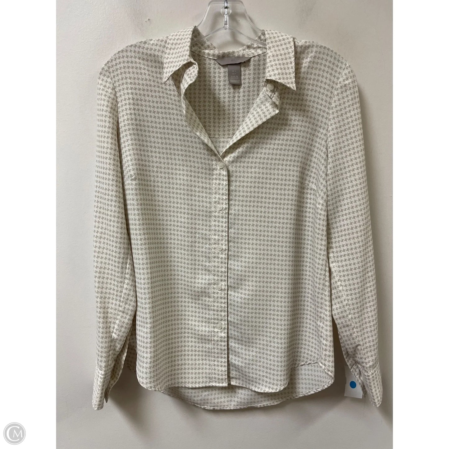 Blouse Long Sleeve By H&m In Cream, Size: S