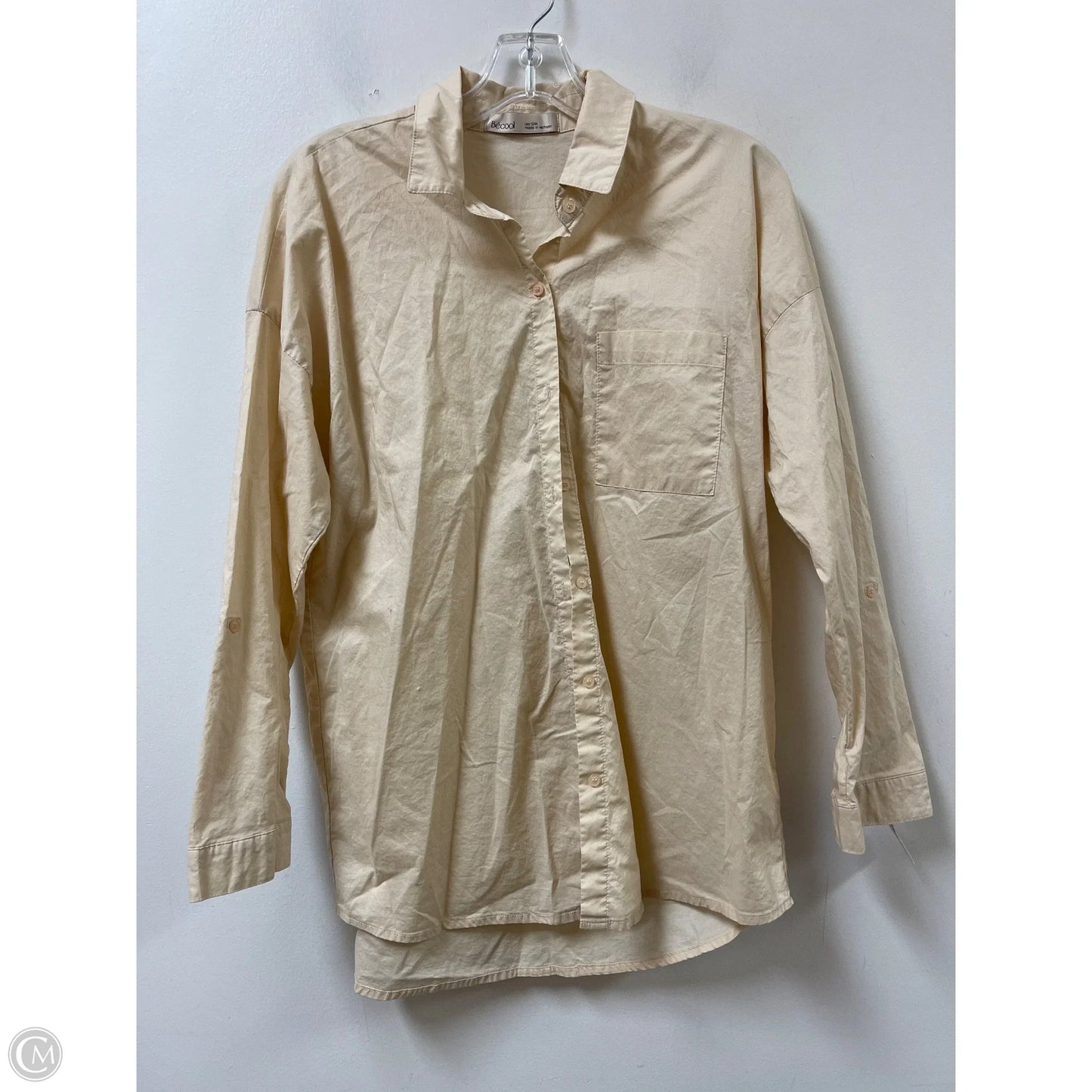 Blouse Long Sleeve By Be Cool In Cream, Size: M