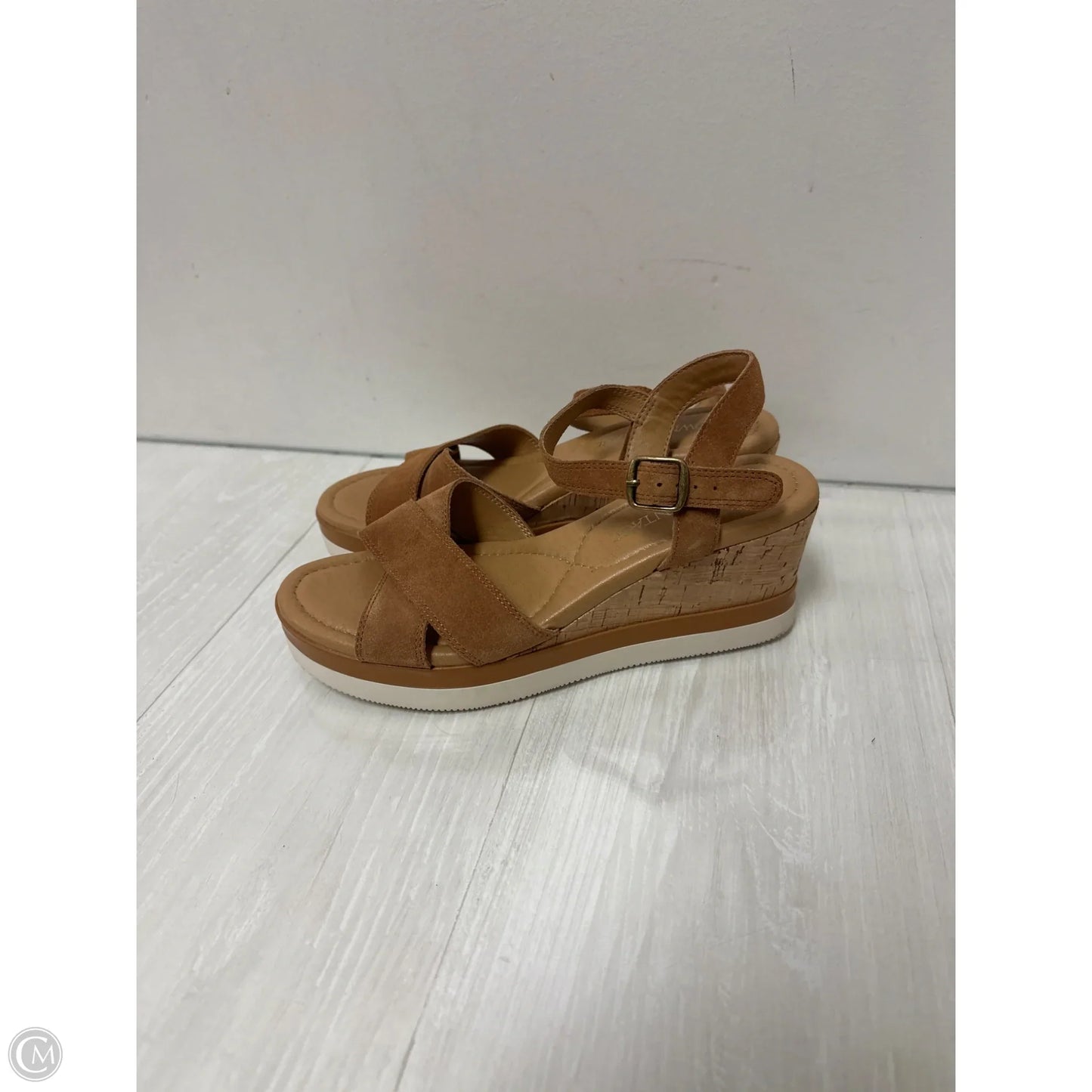 Sandals Heels Wedge By Crown Vintage In Brown, Size: 8