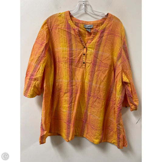 Top Long Sleeve By Catherines In Pink & Yellow, Size: 2x