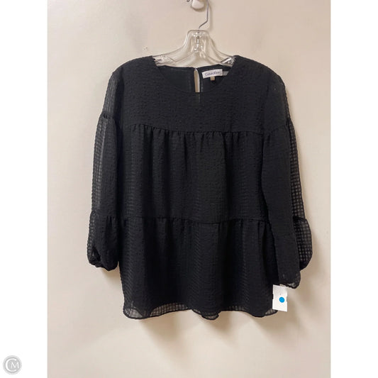 Top Long Sleeve By Calvin Klein In Black, Size: M