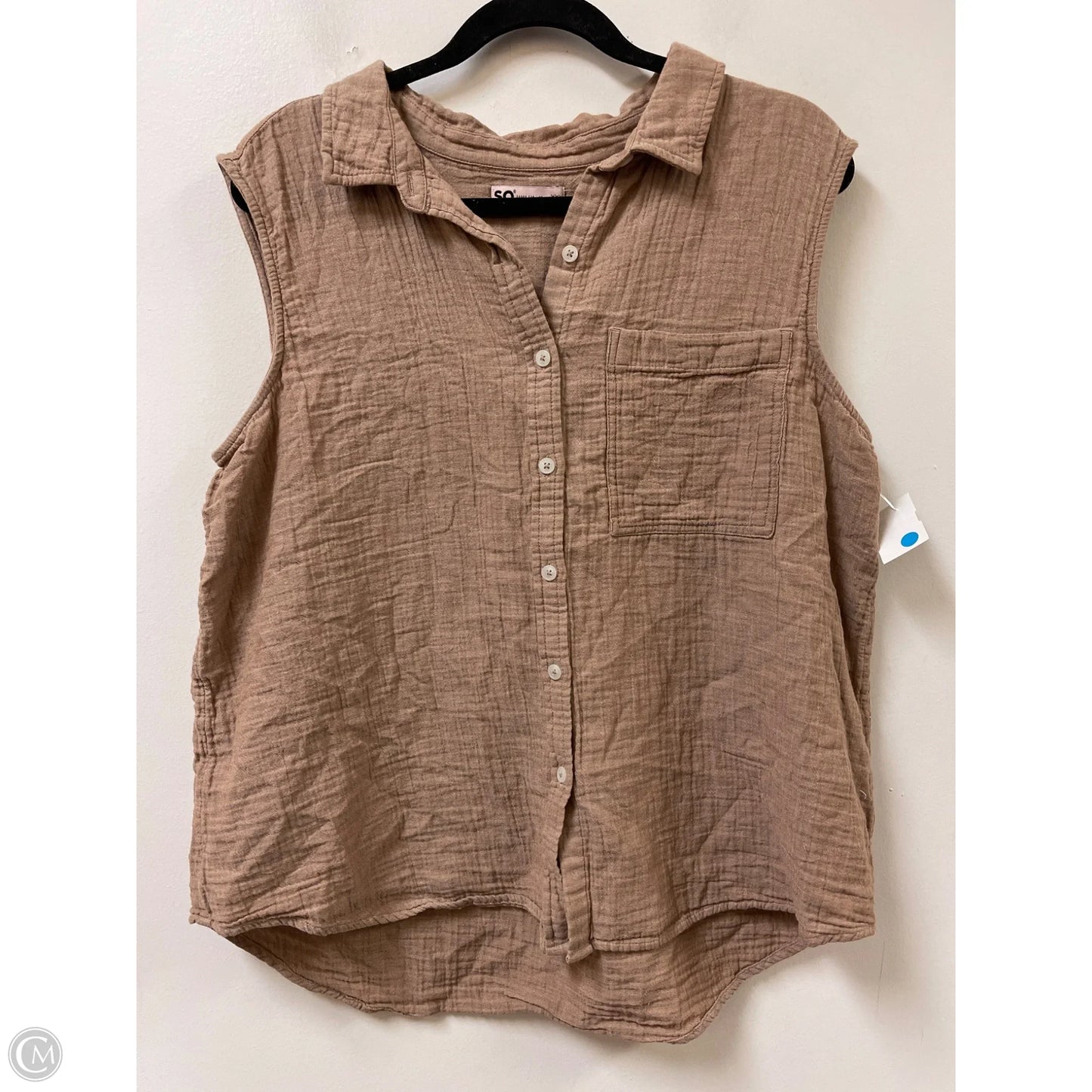 Blouse Sleeveless By So In Brown, Size: 1x