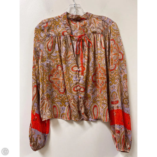 Blouse Long Sleeve By Free People In Orange & Purple, Size: M