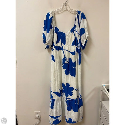 Dress Casual Maxi By Nine West In Blue & White, Size: Xl