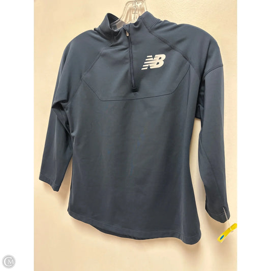 Athletic Top Long Sleeve Collar By New Balance In Navy, Size: S