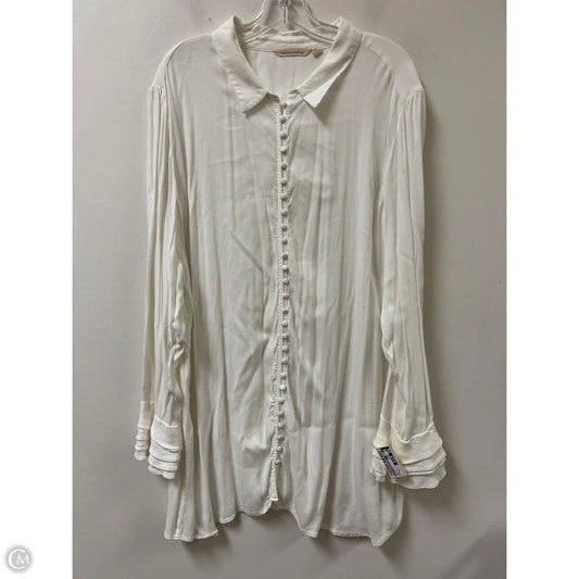 Blouse Long Sleeve By Soft Surroundings In White, Size: 3x