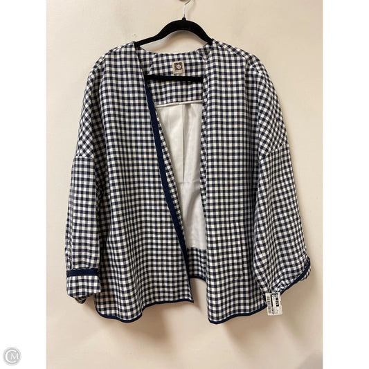 Cardigan By Anne Klein In Blue & White, Size: 3x