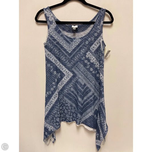 Tunic Sleeveless By Cupio In Blue & White, Size: S