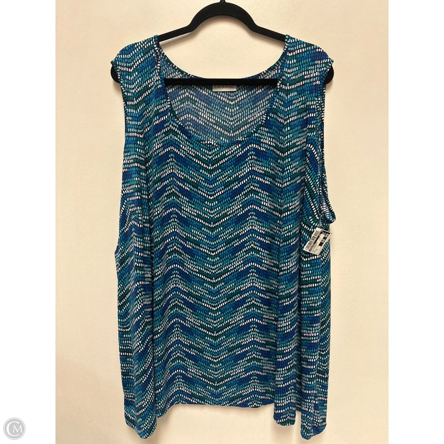 Top Sleeveless By Catherines In Black & Blue, Size: 1x