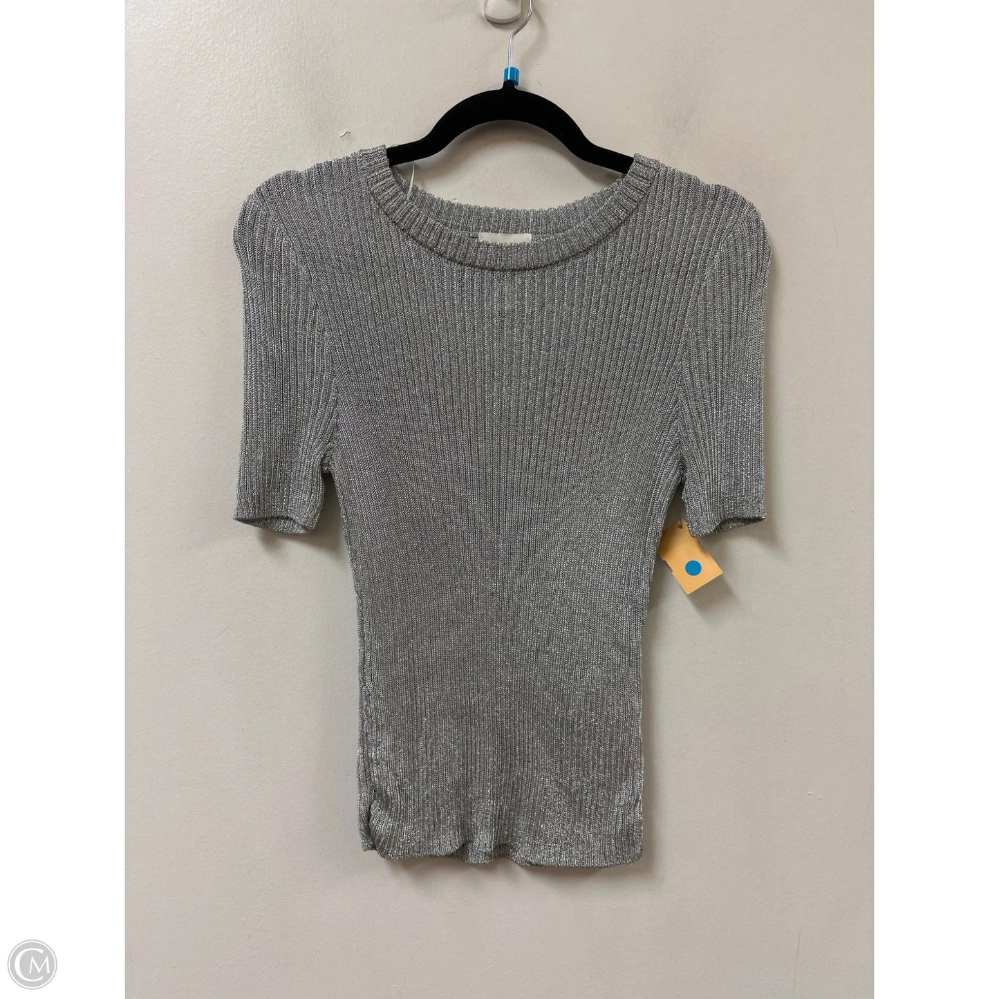 Top Short Sleeve By H&m In Silver, Size: M