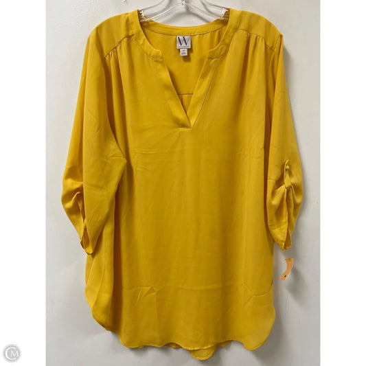 Top Long Sleeve By Worthington In Yellow, Size: 1x