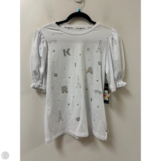 Top Short Sleeve Designer By Karl Lagerfeld In White, Size: Xs