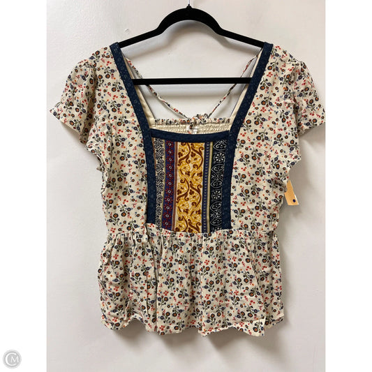 Top Short Sleeve By Maurices In Blue & Cream, Size: L