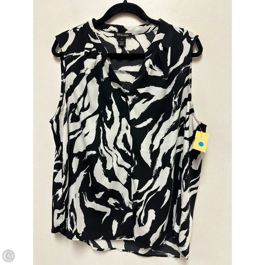 Blouse Sleeveless By By Design In Black & White, Size: Xl