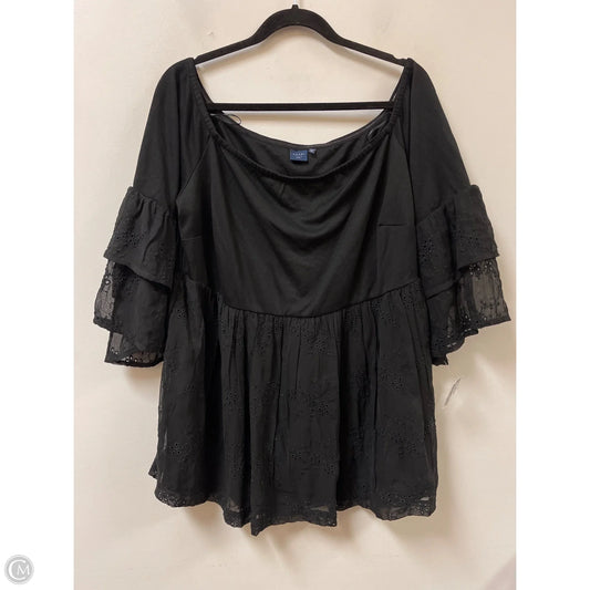 Top Long Sleeve By Kaari Blue In Black, Size: 2x