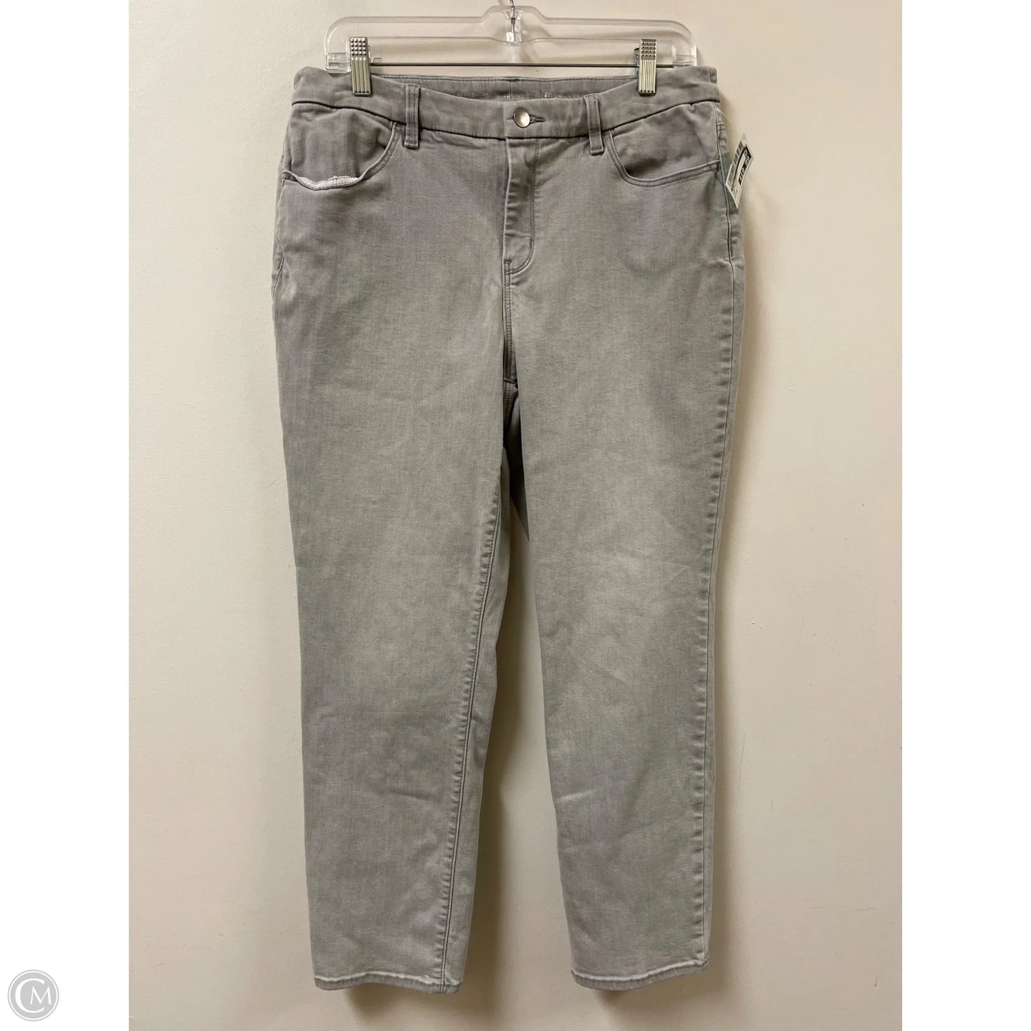 Jeans Straight By Chicos In Grey Denim, Size: 10