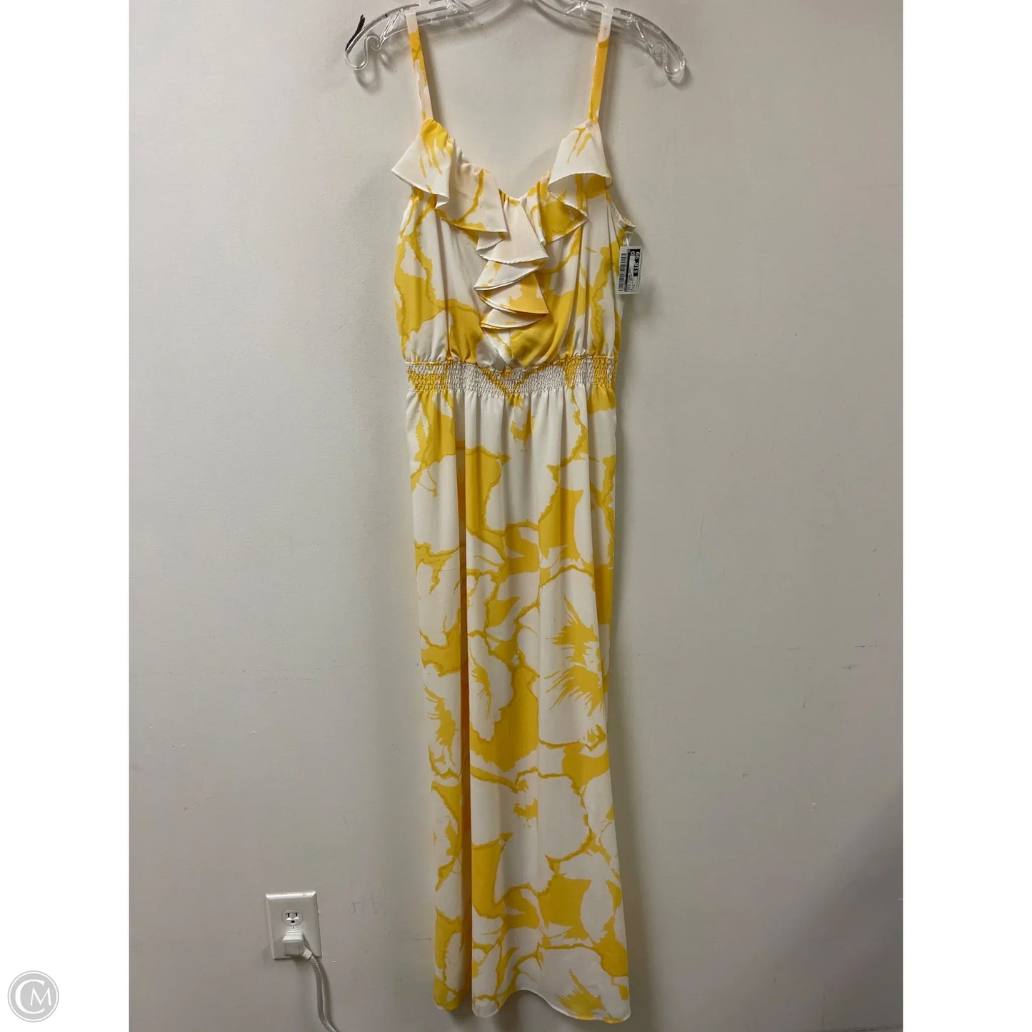 Dress Casual Maxi By Loft In White & Yellow, Size: S