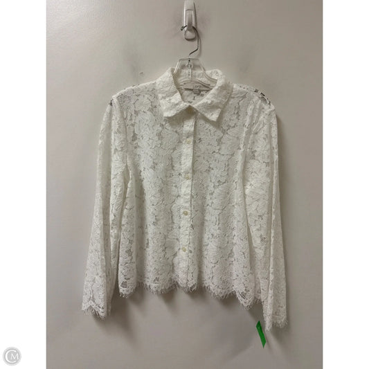 Blouse Long Sleeve By Loft In White, Size: M