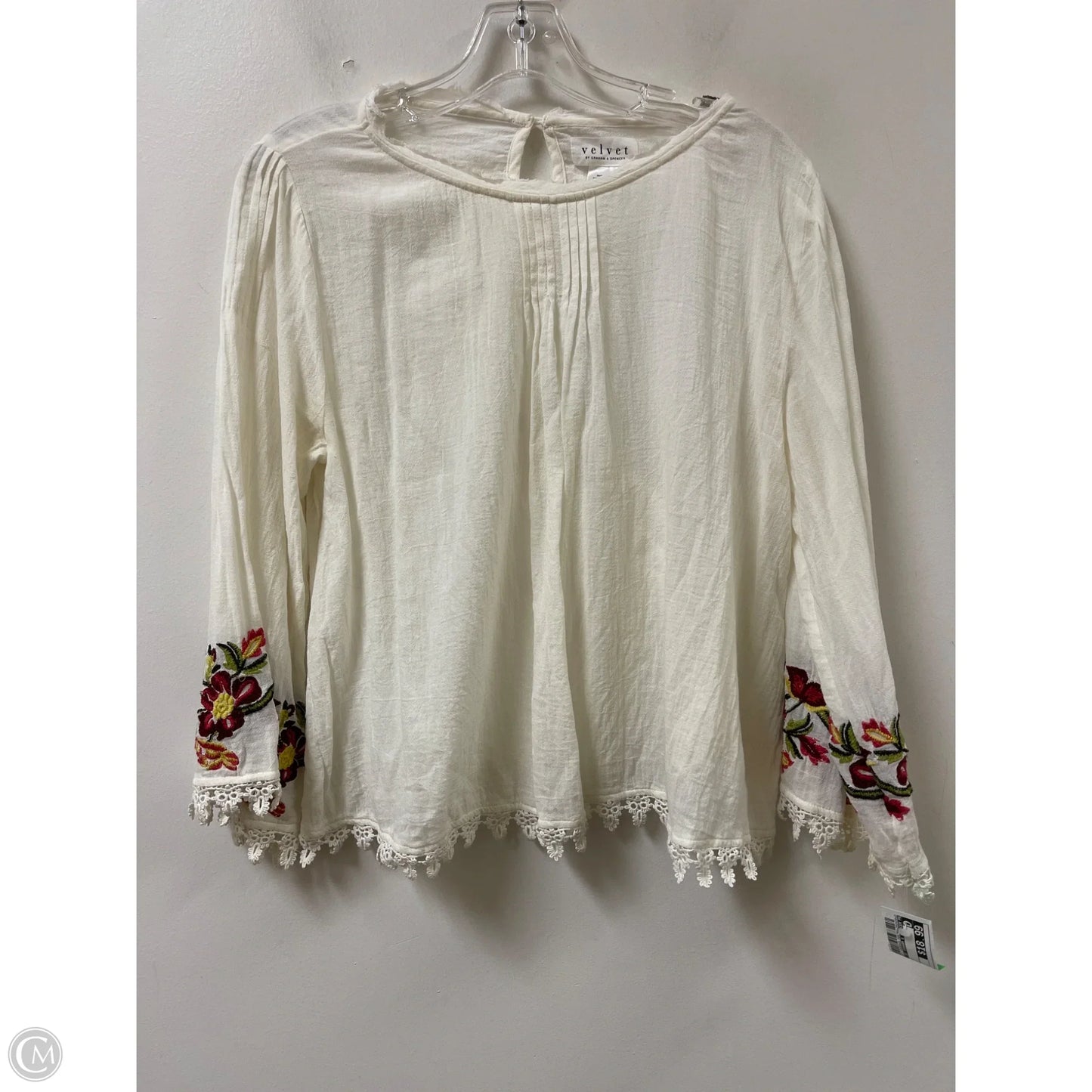 Top Long Sleeve By Velvet By Graham & Spencer In White, Size: M