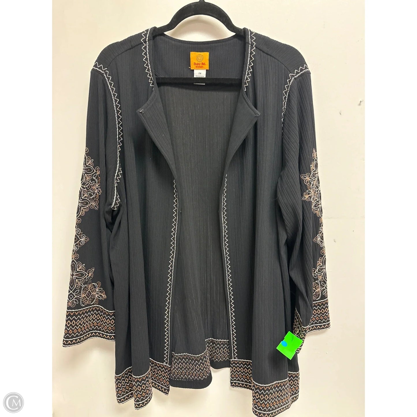 Cardigan By Ruby Rd In Black & Brown, Size: 2x