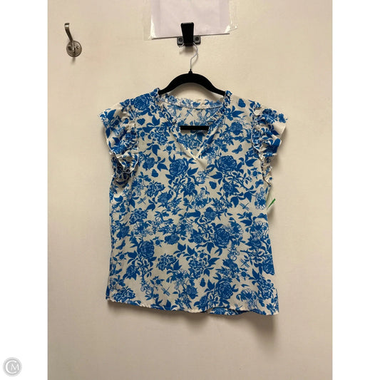 Top Short Sleeve By Clothes Mentor In Blue & White, Size: M