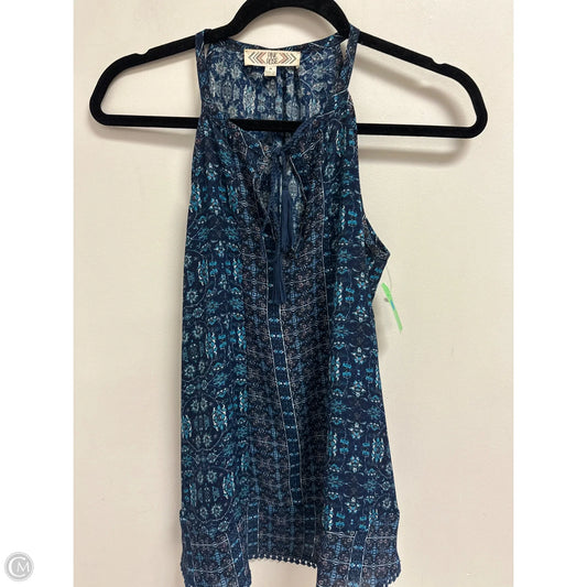 Top Sleeveless By Pink Rose In Blue & White, Size: M
