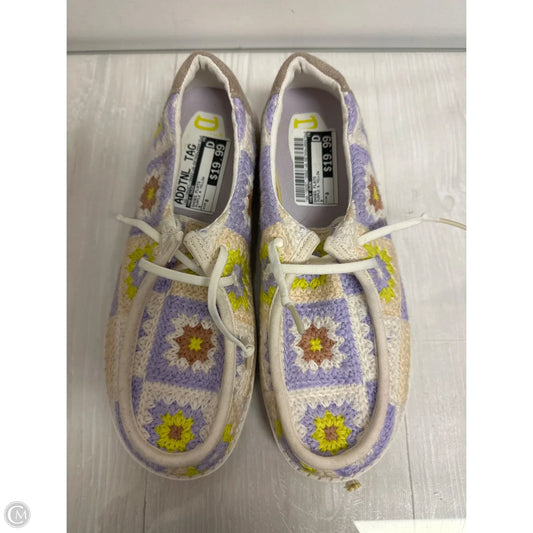 Shoes Flats By Hey Dude In Purple & Yellow, Size: 8