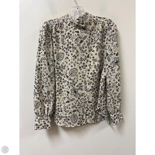 Top Long Sleeve By Loft In Black & Cream, Size: S