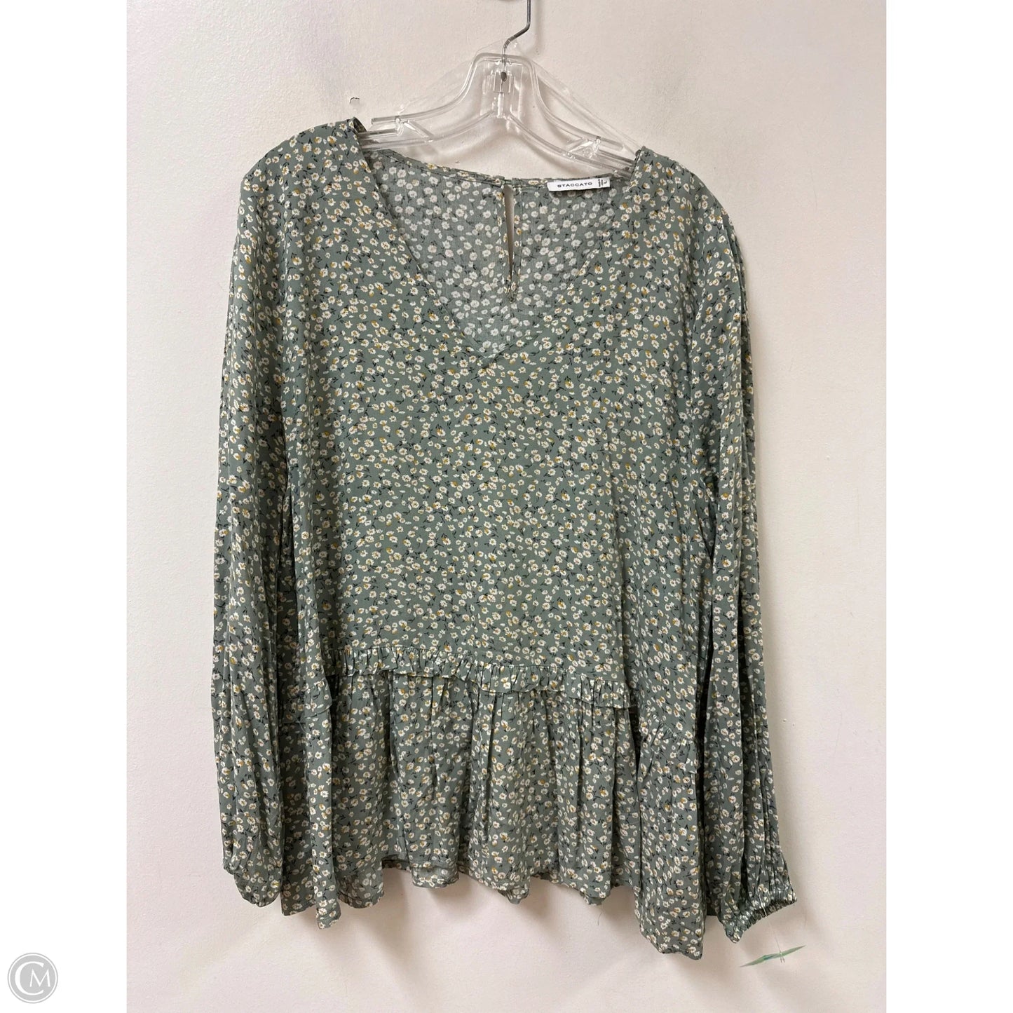 Top Long Sleeve By Staccato In Green, Size: L