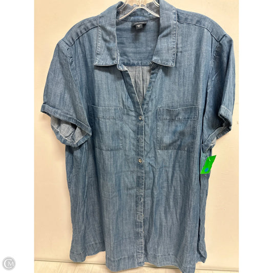 Blouse Short Sleeve By J. Jill In Blue Denim, Size: Xl