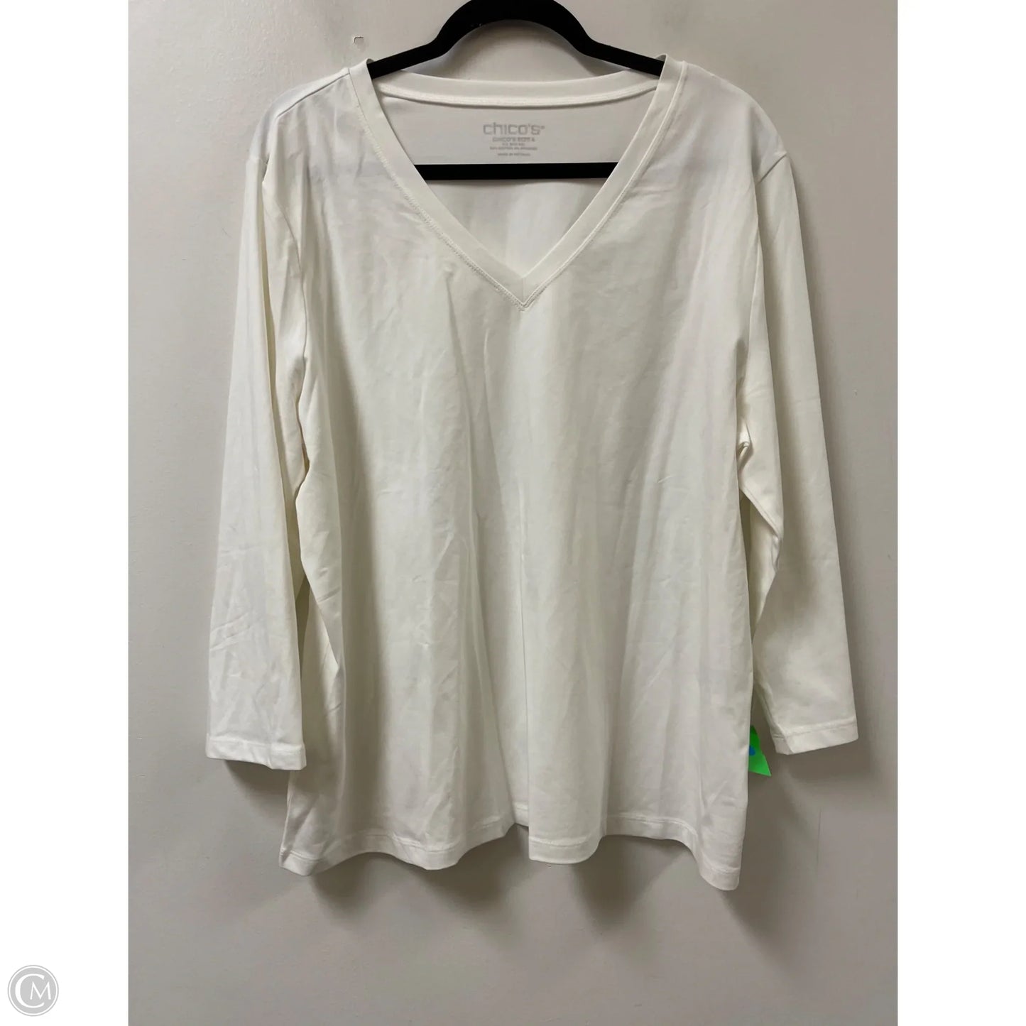 Top Long Sleeve By Chicos In White, Size: 1x