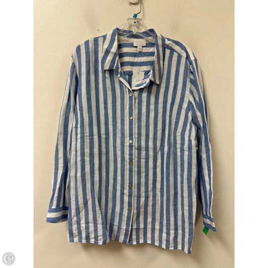 Blouse Long Sleeve By J. Jill In Blue & White, Size: 2x